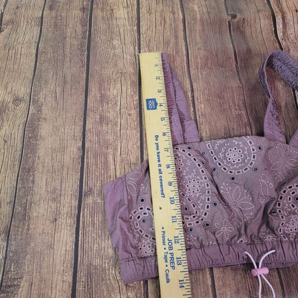 Free People Movement Sports Bra Purple S Eyelet Drawstring Nylon Elastic - Picture 3 of 11